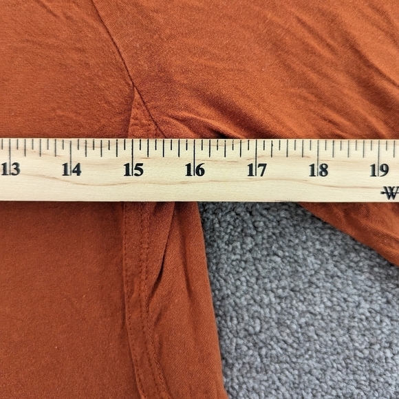 Old Navy long sleeve accent lace neck orange blouse size Medium - Picture 8 of 9